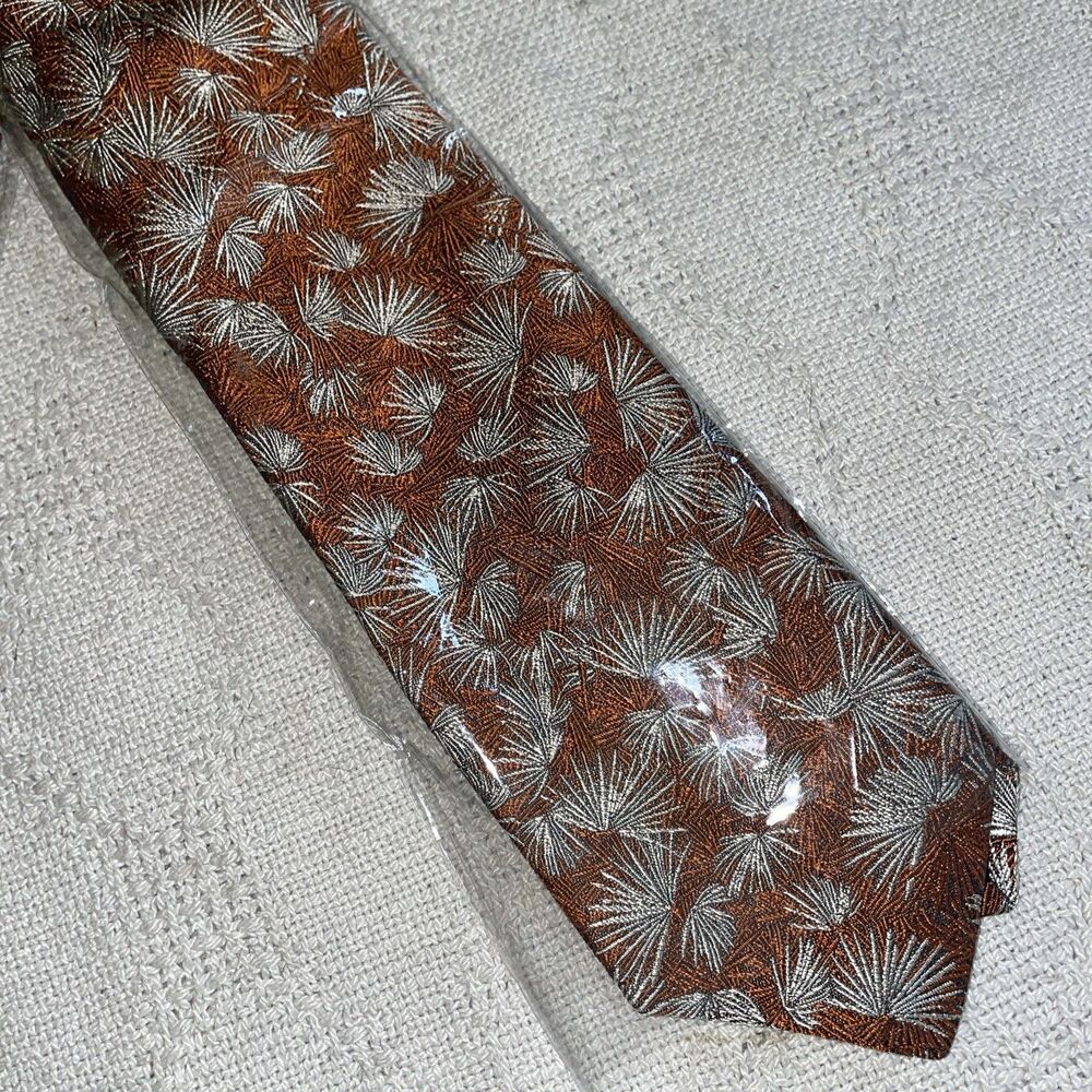 Holland & Sherry Men’s Dress Tie Size 63” 3.25” Bronze Floral Silk Business City